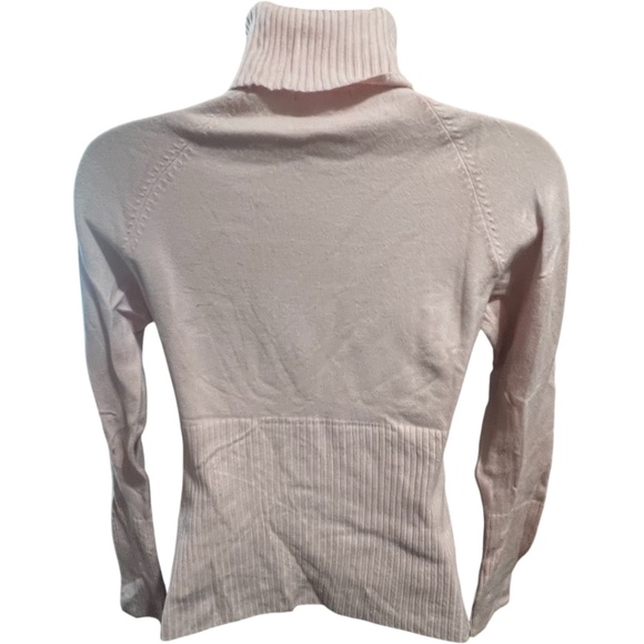 Bebe Pink Sweater Turtleneck Size L Rhinestones Logo Vintage EUC Soft Fashion - Picture 4 of 13